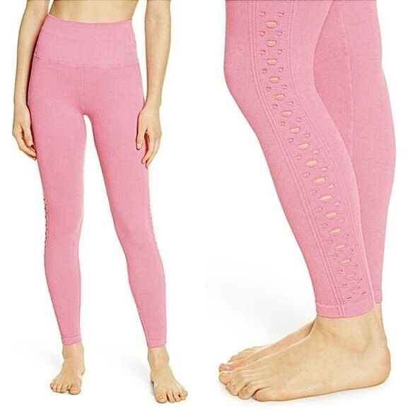 Spiritual Gangster Self Love Ribbed Laser Cut-Outs Leggings in Pink NWT - Picture 15 of 16
